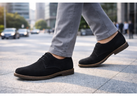 Pantofi barbati negri din piele naturala – stil casual elegant, comozi zilnic 336NVEL